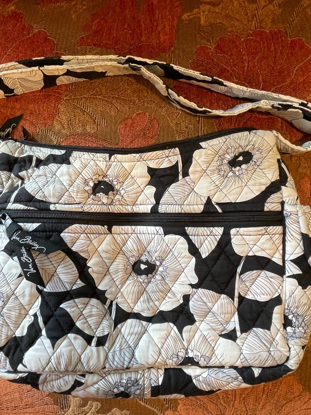 Vera Bradley Crossbody Bag B/W Camellia floral design